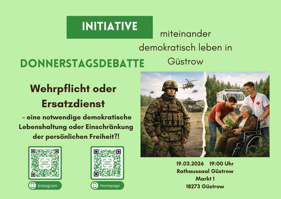 Initiative "miteinander demokratisch leben in Güstrow" c/o Dr. Henning Eschenburg, 18273 Güstrow &copy; Initiative "miteinander demokratisch leben in Güstrow" c/o Dr. Henning Eschenburg, 18273 Güstrow