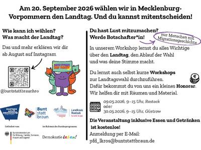 Bewerbung Erstwählerinnenprojekt Landtagswahl M-V